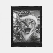 Funny Christmas Cat Selfie  Fleecedecke (Vorderseite)