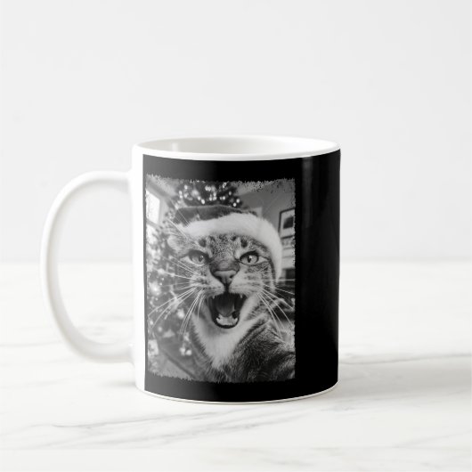 Funny Christmas Cat Selfie  Kaffeetasse (Links)
