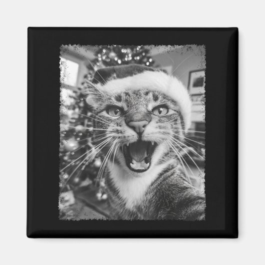 Funny Christmas Cat Selfie Magnet (Vorne)
