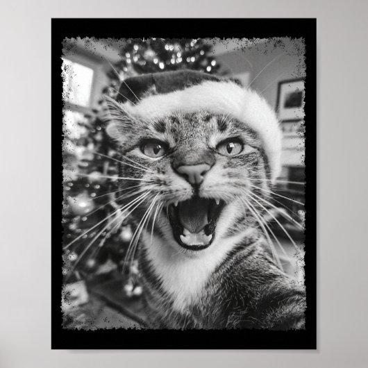 Funny Christmas Cat Selfie Poster (Vorne)