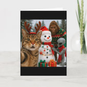 Funny Christmas Cat Selfie With Bigfoot Alien & Karte (Vorderseite)