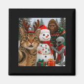 Funny Christmas Cat Selfie With Bigfoot Alien & Magnet (Vorne)