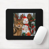 Funny Christmas Cat Selfie With Bigfoot Alien & Mousepad (Mit Mouse)