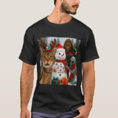 Funny Christmas Cat Selfie With Bigfoot Alien &amp T-Shirt (Vorderseite)