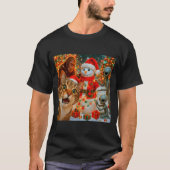 Funny Christmas Cat Selfie With Bigfoot Alien &amp T-Shirt (Vorderseite)