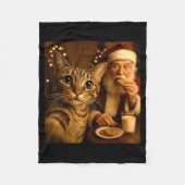 Funny Christmas Cat Selfie With Santa Claus Meme M Fleecedecke (Vorderseite)