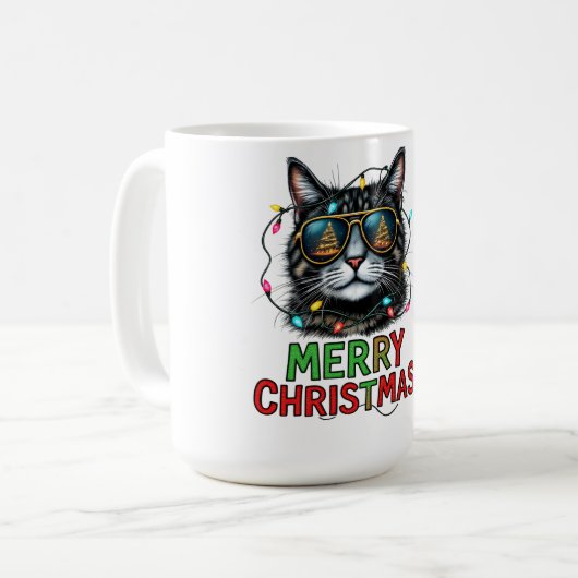 Funny Christmas Cat Sublimierung Kaffeetasse (Vorderseite Links)