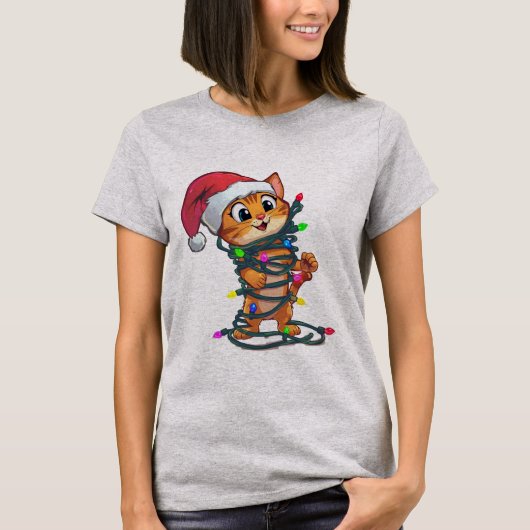 Funny Christmas Cat T-Shirt | Cute Holiday Gift (Vorderseite)