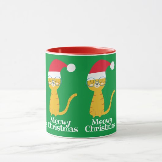 Funny Christmas Cat Tasse (Zentrum)