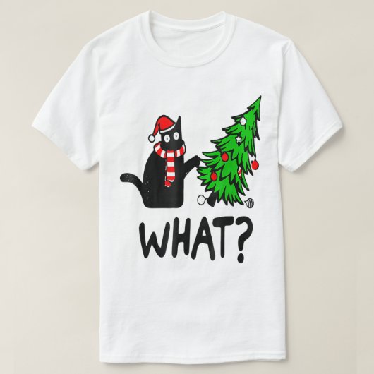 Funny Christmas Cat Tree Design T-Shirt (Design vorne)