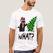 Funny Christmas Cat Tree Design T-Shirt (Vorderseite)
