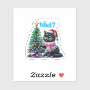 Funny Christmas Cat Was mit Baumsticker Aufkleber