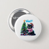 Funny Christmas Cat Was mit Baumsticker Button (Vorne & Hinten)