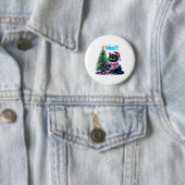 Funny Christmas Cat Was mit Baumsticker Button (Beispiel)