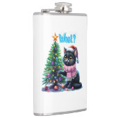 Funny Christmas Cat Was mit Baumsticker Flachmann (Rechts)