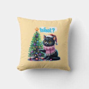 Funny Christmas Cat Was mit Baumsticker Kissen