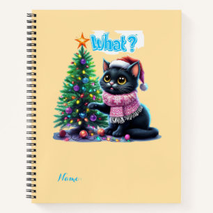 Funny Christmas Cat Was mit Baumsticker Notizblock