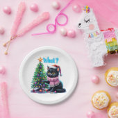 Funny Christmas Cat Was mit Baumsticker Pappteller (Party)