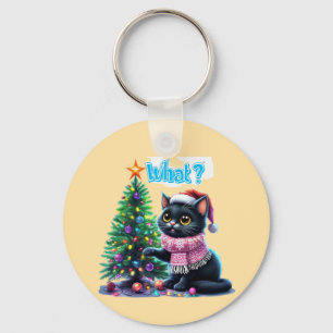 Funny Christmas Cat Was mit Baumsticker Schlüsselanhänger