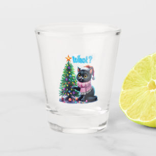 Funny Christmas Cat Was mit Baumsticker Schnapsglas