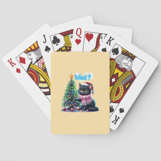 Funny Christmas Cat Was mit Baumsticker Spielkarten (Rückseite)