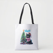 Funny Christmas Cat Was mit Baumsticker Tasche (Vorderseite)