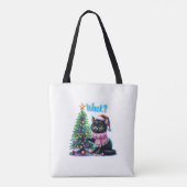Funny Christmas Cat Was mit Baumsticker Tasche (Rückseite)