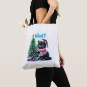 Funny Christmas Cat Was mit Baumsticker Tasche (Von Nahem)