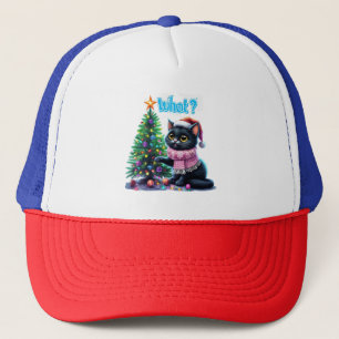 Funny Christmas Cat Was mit Baumsticker Truckerkappe