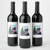 Funny Christmas Cat Was mit Baumsticker Weinetikett (Flaschen)