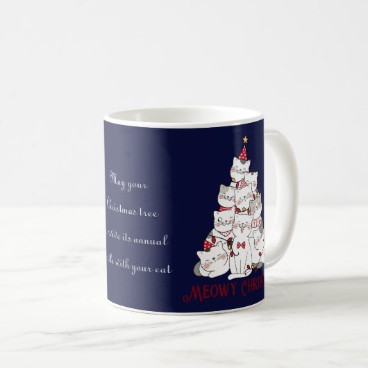 Funny Christmas Cats Cats Lover Navy Blue Tasse (VorderseiteRechts)