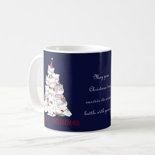 Funny Christmas Cats Cats Lover Navy Blue Tasse (Vorderseite Links)