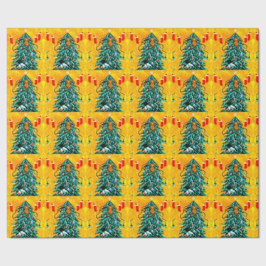 Funny Christmas Cats Tree Creationarts Geschenkpapier (Saum)