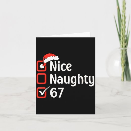 Funny Christmas Checked List Nice Naughty 6 7 Meme Karte (Vorderseite)