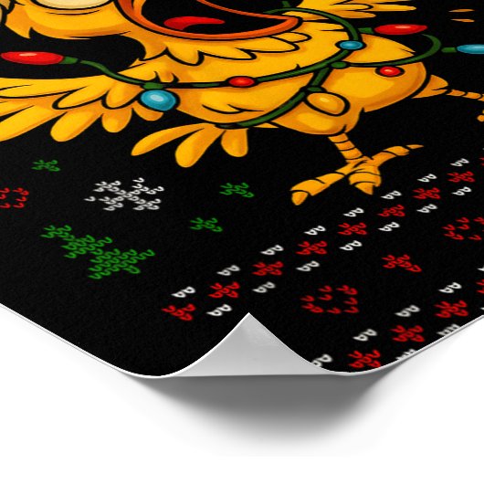 Funny Christmas Chicken F-caw-f Rooster Meme Humor Poster (Ecke)