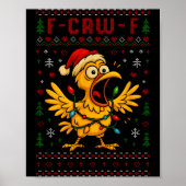 Funny Christmas Chicken F-caw-f Rooster Meme Humor Poster (Vorne)
