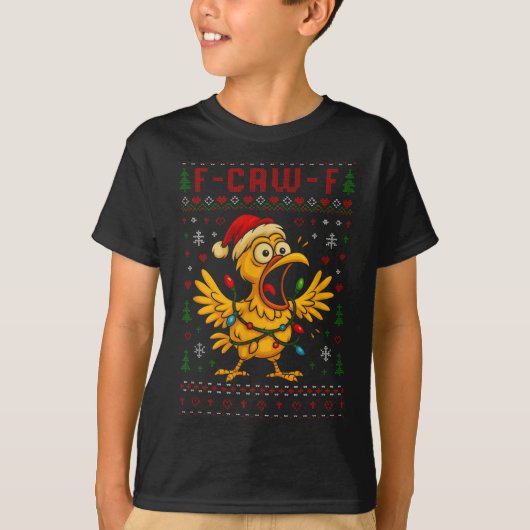 Funny Christmas Chicken F-caw-f Rooster Meme Humor T-Shirt (Vorderseite)