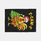 Funny Christmas Chicken Lights Santa Hat F-caw-f  Fleecedecke (Vorderseite (Horizontal))