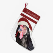 Funny Christmas Chicken Red Strips Kleiner Weihnachtsstrumpf (Vorderansicht (hängend))