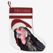 Funny Christmas Chicken Red Strips Kleiner Weihnachtsstrumpf (Vorderseite)