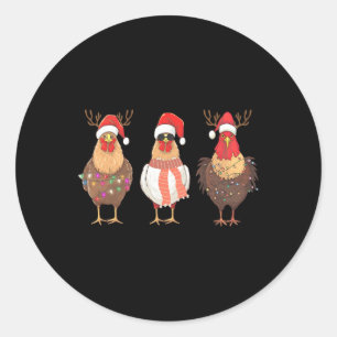 Funny Christmas Chicken Weihnachtsmannmütze Farm A Runder Aufkleber