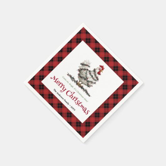 Funny Christmas chickens napkins custom name edit Serviette (Ecke)