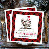 Funny Christmas chickens napkins custom name edit Serviette