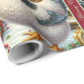 Funny Christmas Chickens Wrapping Paper with Text Geschenkpapier (Rolleneckpunkt)