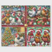 Funny Christmas Chickens Wrapping Paper with Text Geschenkpapier (Flach)
