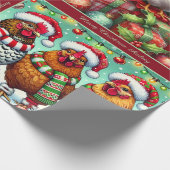 Funny Christmas Chickens Wrapping Paper with Text Geschenkpapier (Ecke)