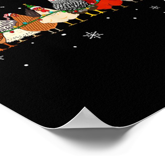 Funny Christmas Chickens Xmas Chicken Farm Animals Poster (Ecke)