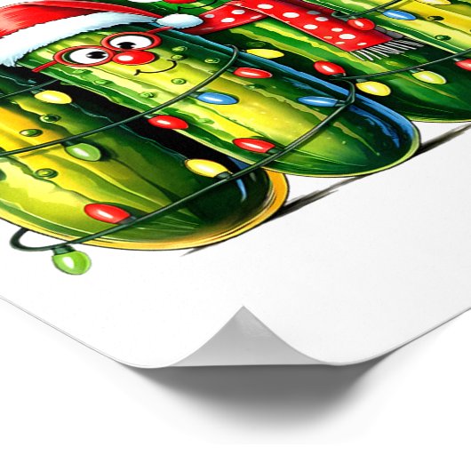 Funny Christmas Ckles Santa Claus Hat Xmas Lights Poster (Ecke)