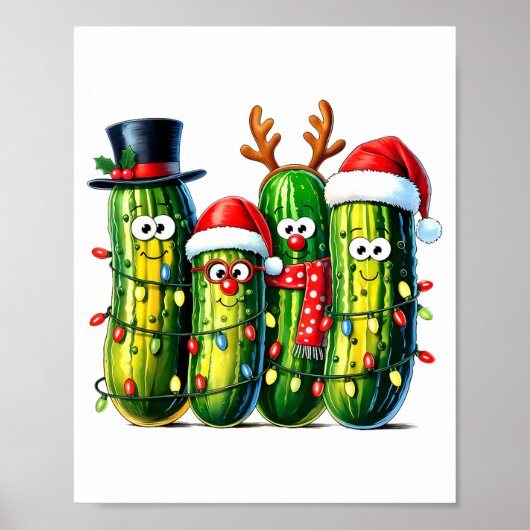 Funny Christmas Ckles Santa Claus Hat Xmas Lights Poster (Vorne)