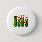 Funny Christmas Ckles With Santa Hats And Lights Button (Vorderseite)
